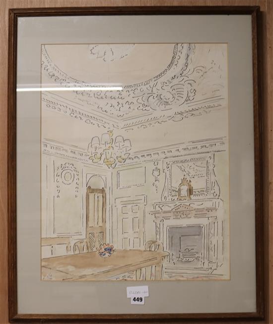 Adrian Daintry Country house interior 22 x 17.5in.